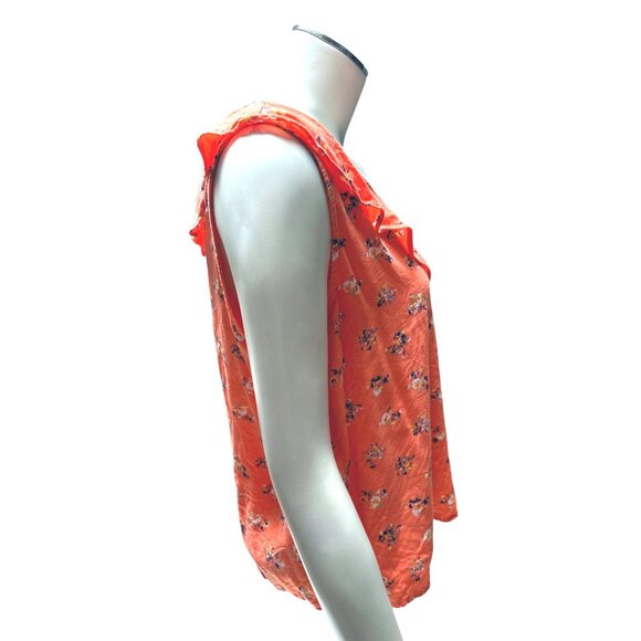 Copper Key Juniors Sleeveless Top Small All Rayon Floral Print Ruffle Neck - Picture 4 of 9